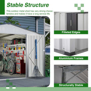 10X8 FT Outdoor Storage Shed, All Weather Metal Sheds With Metal Foundation & Lockable Doors, Tool S