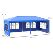 Outsunny 9.6' X 19' Large Party Tent, Outdoor Event Shelter, Gazebo Canopy With 4 Removable Window S