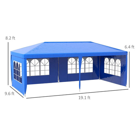 Outsunny 9.6' X 19' Large Party Tent, Outdoor Event Shelter, Gazebo Canopy With 4 Removable Window S
