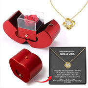 Fashion Jewelry Box Red Apple Necklace Eternal Rose For Girl Mother's Day Valentine's Day Gifts With Artificial Flower Rose Flower Jewelry Box