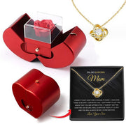 Fashion Jewelry Box Red Apple Necklace Eternal Rose For Girl Mother's Day Valentine's Day Gifts With Artificial Flower Rose Flower Jewelry Box