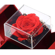Fashion Jewelry Box Red Apple Necklace Eternal Rose For Girl Mother's Day Valentine's Day Gifts With Artificial Flower Rose Flower Jewelry Box