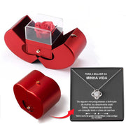 Fashion Jewelry Box Red Apple Necklace Eternal Rose For Girl Mother's Day Valentine's Day Gifts With Artificial Flower Rose Flower Jewelry Box