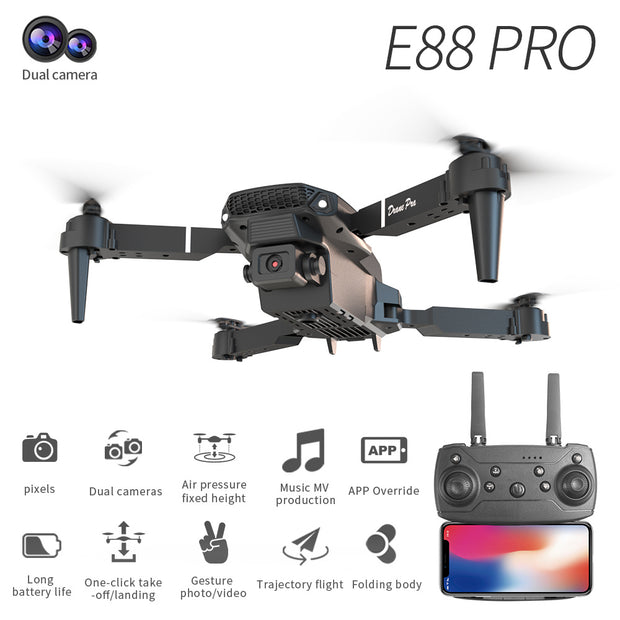 E88 Dual Camera Drone For Beginners WiFi FPV Double Folding RC Quadcopter Altitude Hold, Remote Control Toy For Beginners, Ideal Men's Gift For Outdoor Fun, Great For Christmas, Halloween, And Thanksgiving
