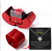 Fashion Jewelry Box Red Apple Necklace Eternal Rose For Girl Mother's Day Valentine's Day Gifts With Artificial Flower Rose Flower Jewelry Box