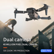 E88 Dual Camera Drone For Beginners WiFi FPV Double Folding RC Quadcopter Altitude Hold, Remote Control Toy For Beginners, Ideal Men's Gift For Outdoor Fun, Great For Christmas, Halloween, And Thanksgiving