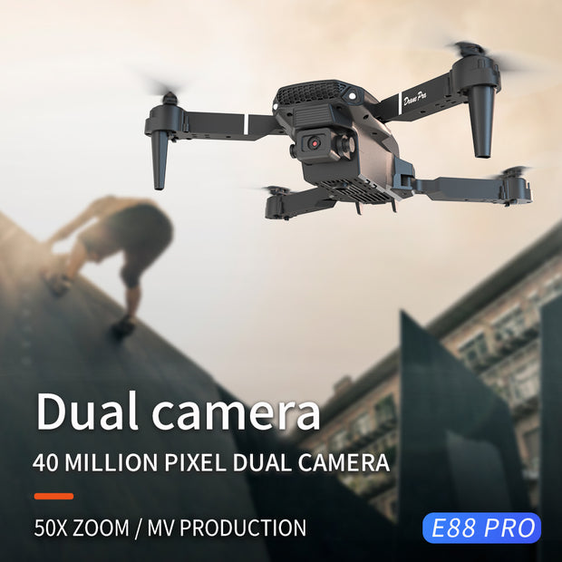 E88 Dual Camera Drone For Beginners WiFi FPV Double Folding RC Quadcopter Altitude Hold, Remote Control Toy For Beginners, Ideal Men's Gift For Outdoor Fun, Great For Christmas, Halloween, And Thanksgiving