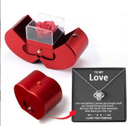 Fashion Jewelry Box Red Apple Necklace Eternal Rose For Girl Mother's Day Valentine's Day Gifts With Artificial Flower Rose Flower Jewelry Box